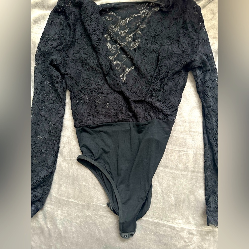 Black sexy lace bodysuit